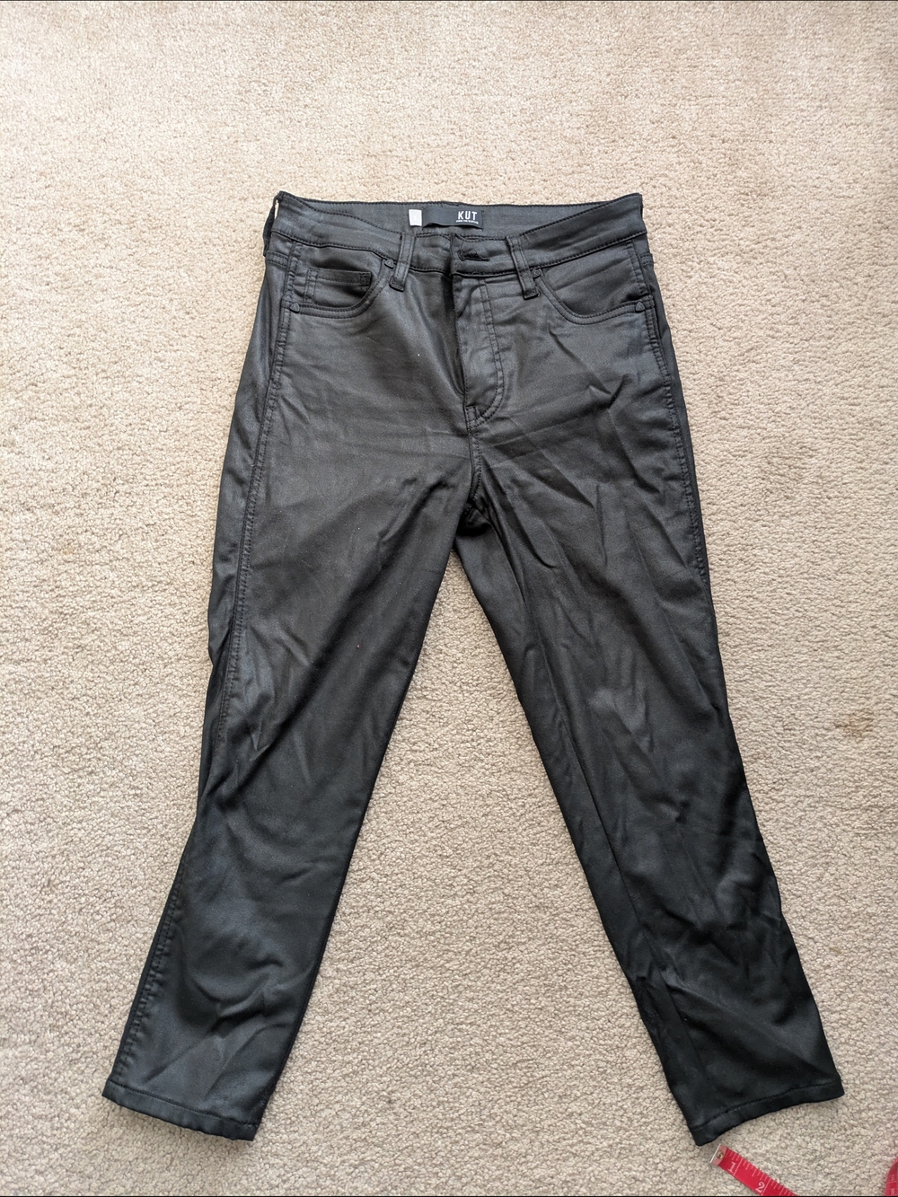 Kut from the Kloth Black Coated Cropped Skinny Jeans